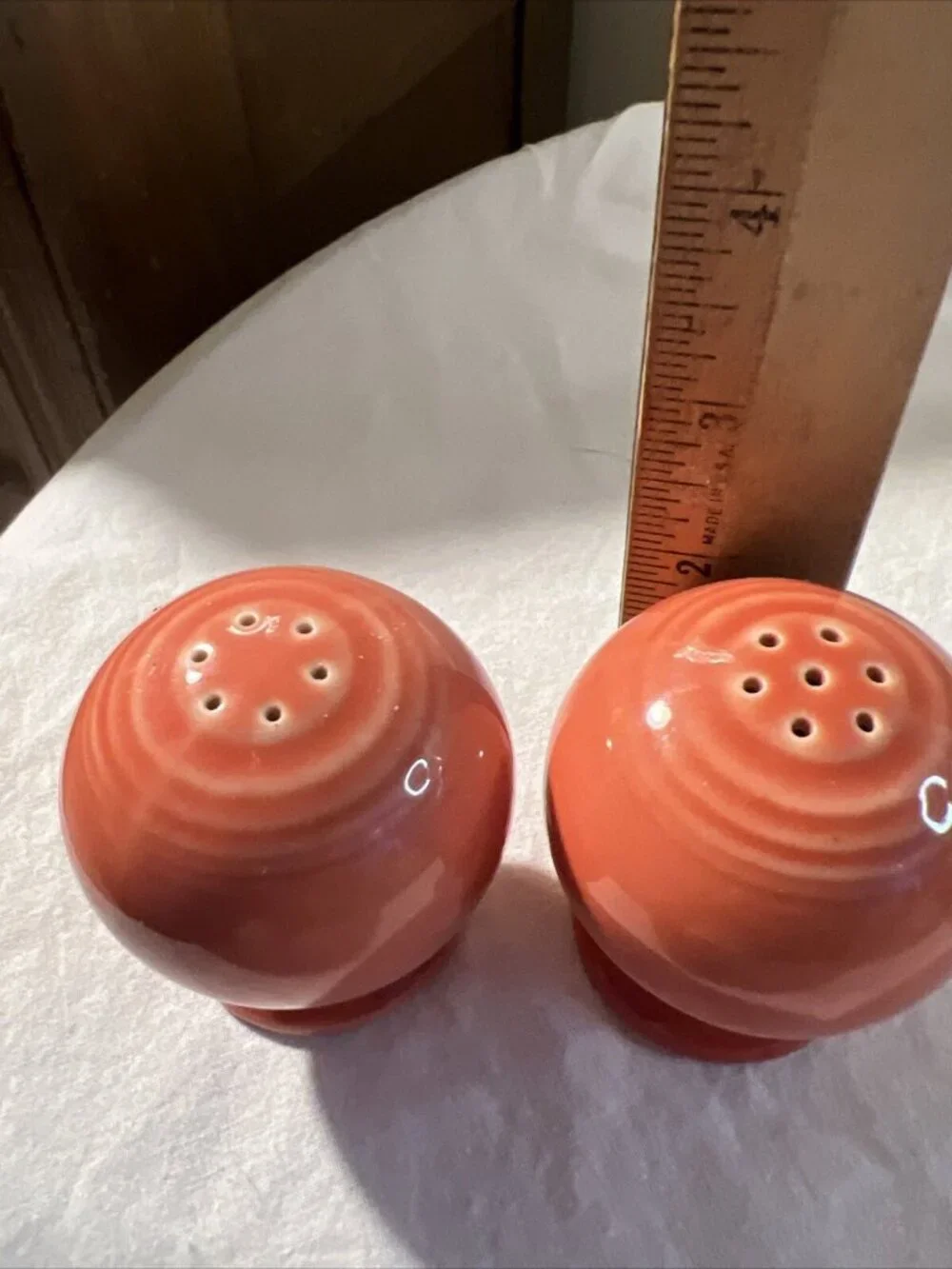 Fiesta Fiestaware peach ball salt pepper shakers